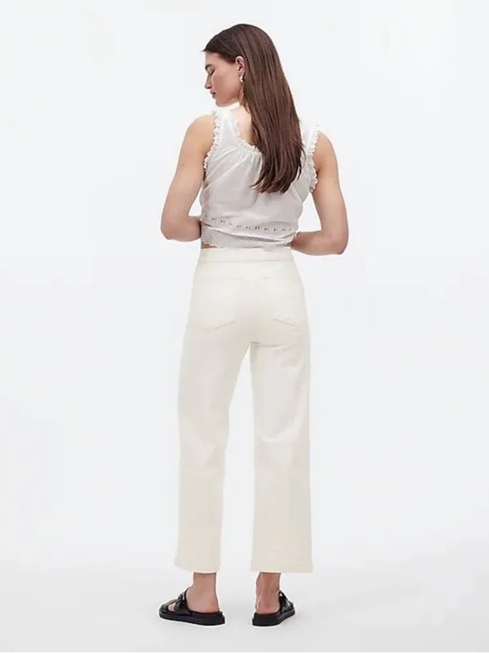 NWOT Madewell Emmett Wide-Leg Cream Cropped Straight Jeans in Canvas - Picture 2 of 6